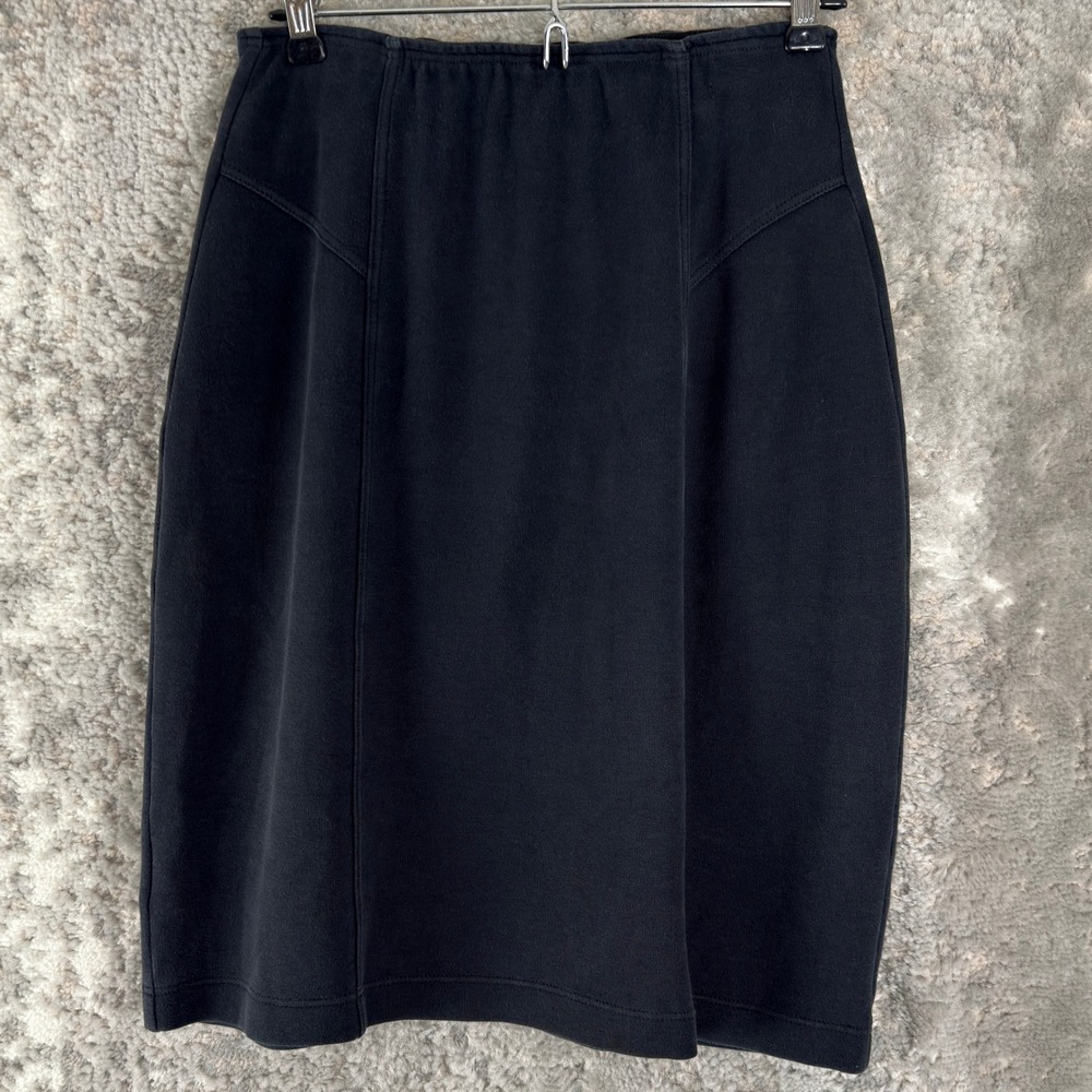 St Michael Size 8 Vintage Cotton Blend Pencil Knee Length Skirt Black Women